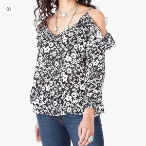 Wrangler Retro Black and White Floral Blouse